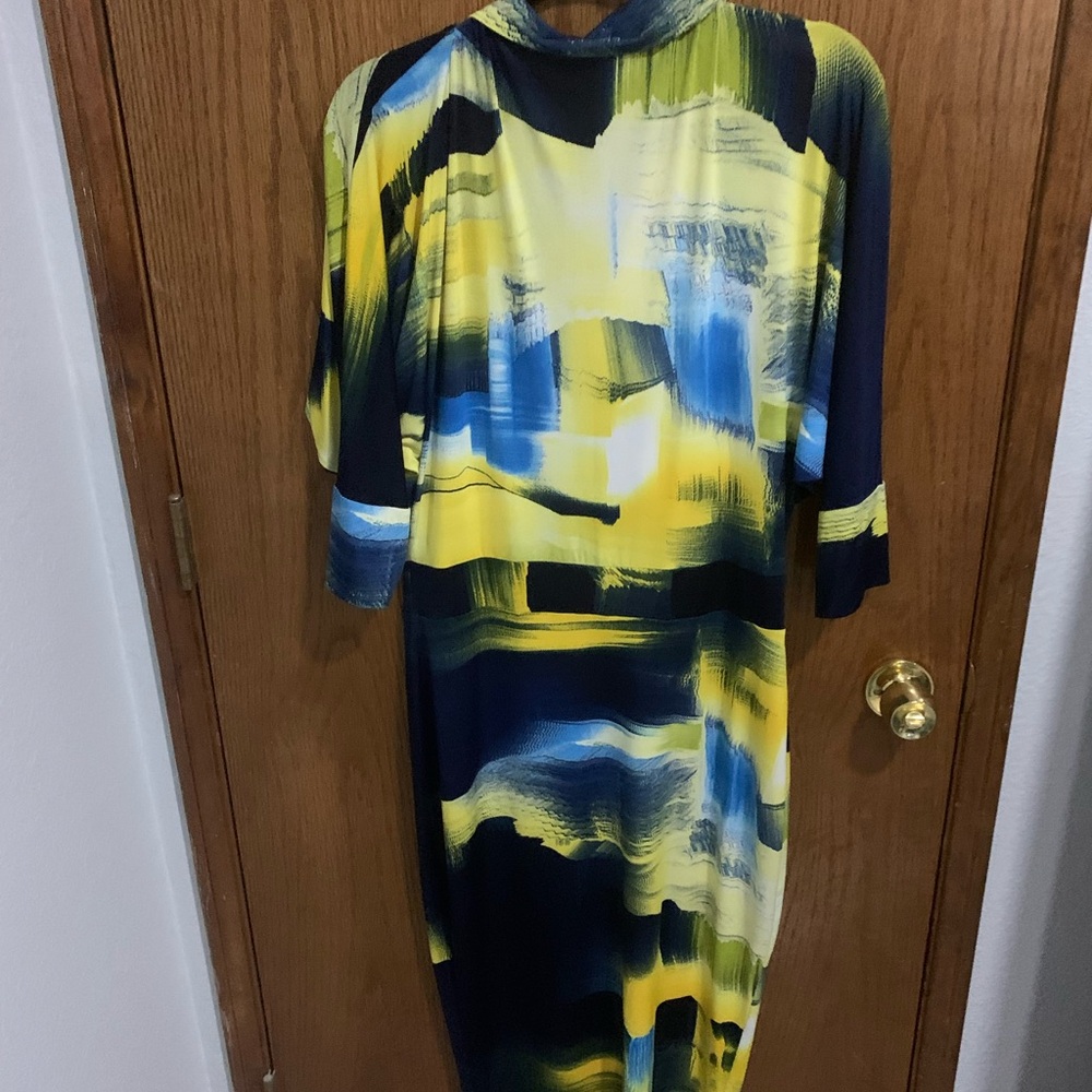Abstract Yellow and Blue Dress